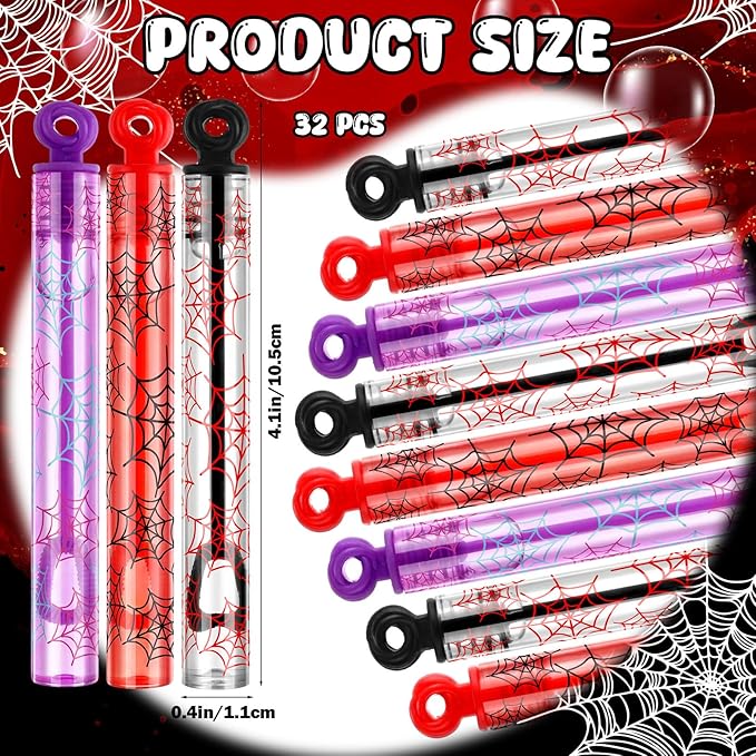 32 Pcs Spider Web Bubble Wands Spider Bubble Wand Cartoon Party Favors for Adult Summer Activity Birthday Party Goodie Bag Stuffers Gifts Wedding Supplies