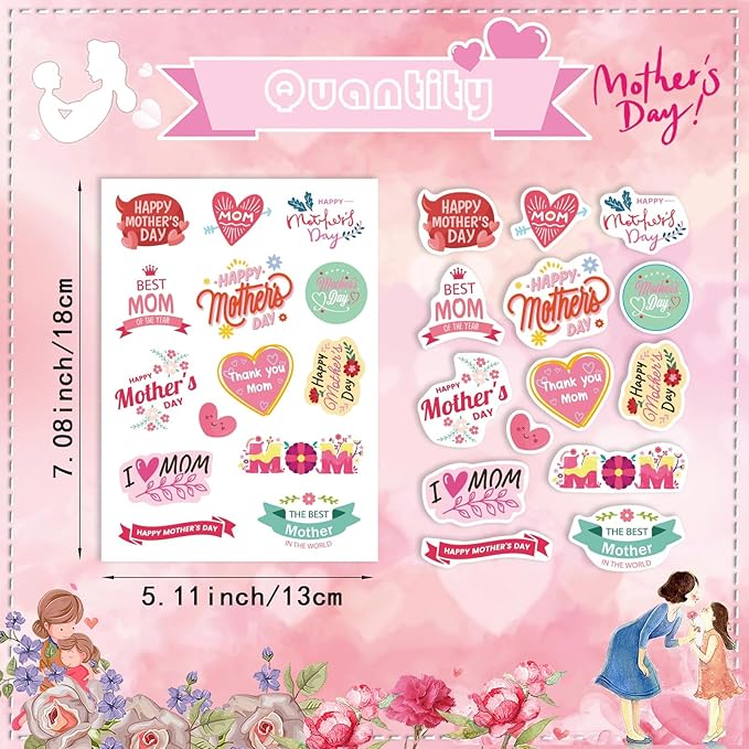 Happy Mothers Day Stickers, 321Pcs Mother's Day Stickers, Mom Stickers, Mothers Day Gifts Cards Lables