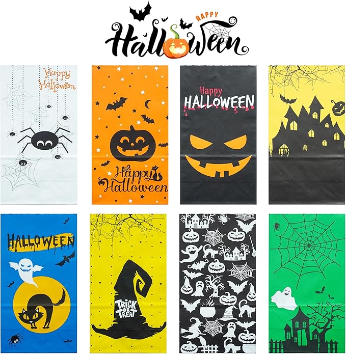 Artseen 20 pcs Paper Bags Party Favors Bags Goody Bag for Kids Party (5.1 X 3.1 X 9.4 inches). (Halloween Set)