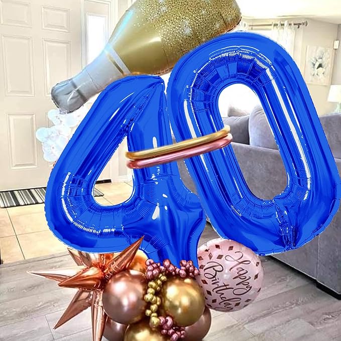 Number Balloons Navy Blue Balloons - Giant Number 40 Balloon, Blue 40th Number Balloon Birthday Decorations for Him