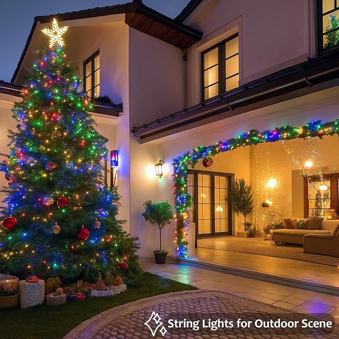 2 Pack String Lights Battery Operated with Timer, 66FT 200 LED Waterproof Battery Twinkle Lights, 8 Modes Fairy Light for Indoor & Outdoor Party Bedroom Porch Tree Christmas Decorations (Multicolor)