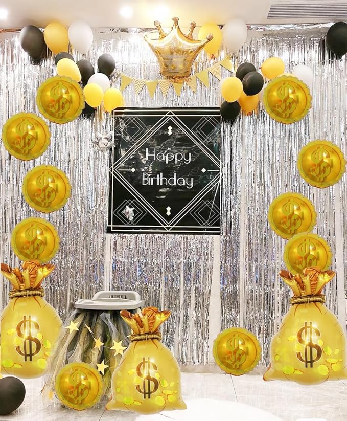 Wallet Balloons Gold Coin Balloons Ideal Decor for Gold Rush Themed Parties/New Year/Christmas/Halloween//Birthday /Wedding/Anniversaries/retro parties/college entrance/graduation parties13pcs