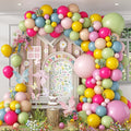 Spring Balloons Garland Arch Kit, 122Pcs Flower Pink Green Yellow Balloons, Purple Blue Hot Pink Beige Balloons For Boho Modern Wildflower Shower Baby In Bloom Birthday Spring Garden Party Decorations