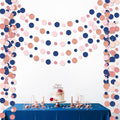 Outus 5 Pieces Blue,Pink,Rose Gold Round Dots Garland Easter Graduation Party Hanging Decor Each Length 13.1ft Glitter Paper Dot Streamers for Birthday Wedding Classroom