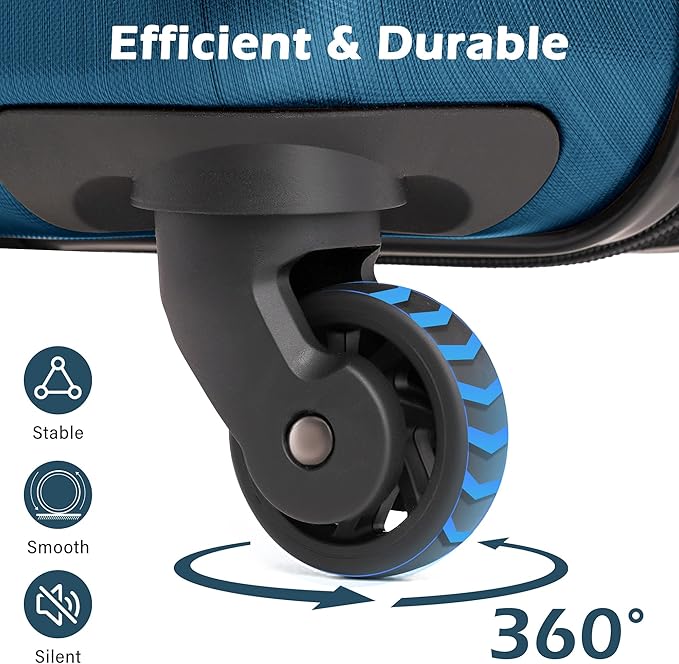 Coolife Luggage Set 3 Piece Hardside PC+ABS Suitcase with TSA Lock, Expandable Large Checked Luggage, Lightweight Rolling Carry On with Spinner Wheels(20/24/28 Inch, Caribbean Blue)