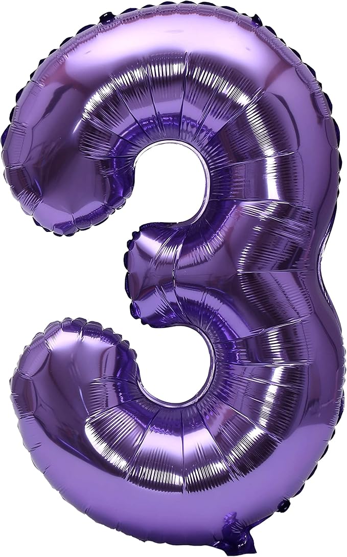 YPSelected 32 Inch Large Foil Helium Number Balloon Birthday Wedding Party 0-9 (Purple, 3)