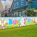 Easter Decorations Happy Easter Banner Traditional Easter Day Porch Banner Easter Yard Sign for Wall Yard Fence Spring Theme Party Indoor Outdoor (Blue)