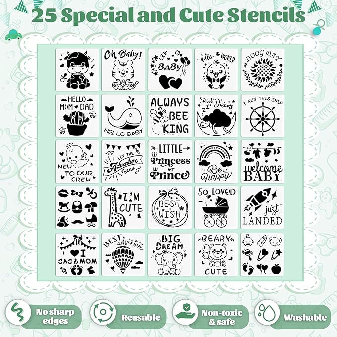 201 Pcs Baby Shower Set Baby Shower Game Sign Baby Bib Bodysuit White Baby Bib Newborn Bodysuit Baby Shower White Decorating Kit(Woodland Animal)