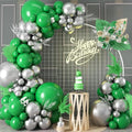 Green and Silver Balloon Garland, 100 Pcs Metallic Silver and Dark Green Balloon Arch Kit, Metallic and Latex Balloons Different Sizes for Graduation Jungle Safari Themed Party Decorations