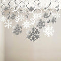 Snowflake Swirls Decoration(30pcs), Konsait Merry Christmas Snowflake Hanging Swirls Garland Foil Ceiling Ornaments for Xmas Winter Wonderland Holiday Party Decor Supplies,Already Assembled