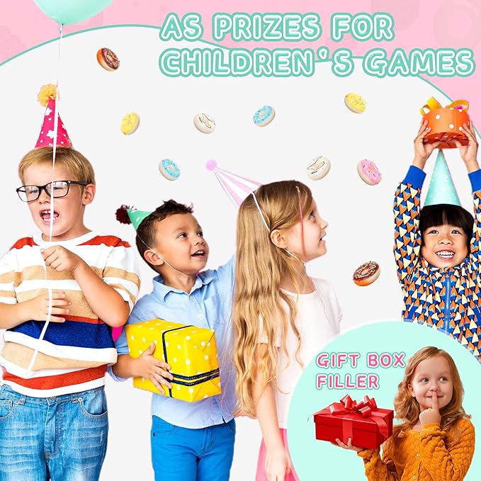 30 Pcs Donut Stress Balls Donut Party Favors Funny Squeeze Balls Stress Relief Sensory Doughnut Toys for Party Decoration Supplies, 6 Colors
