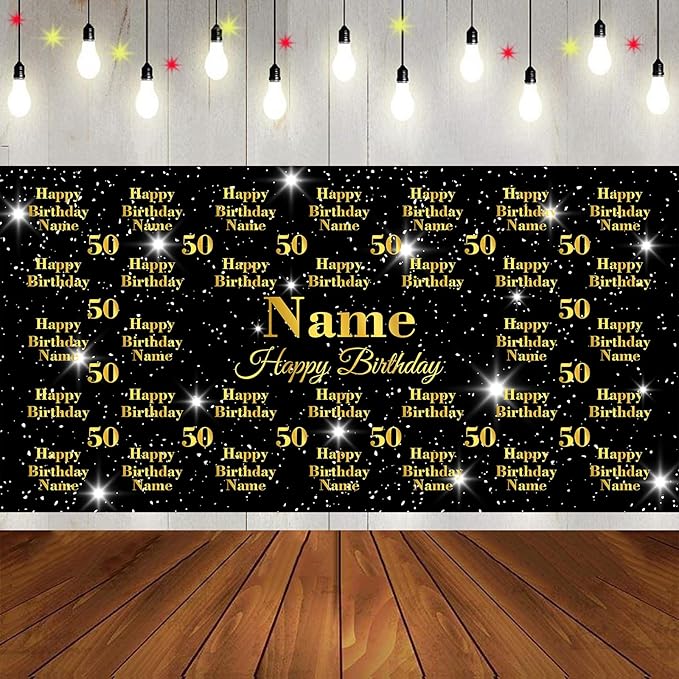 Custom Happy Birthday Banner Backdrop Personalized Banners and Signs with Photo Name for Women Men Kids Party Decorations Supplies Indoor Outdoor Birthday Gifts Style 29