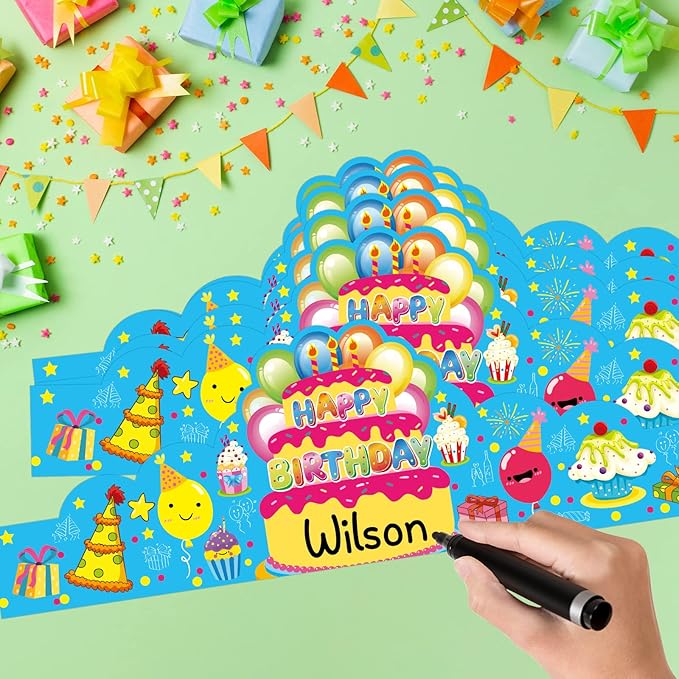 Pack of 36 Birthday Crowns for Kids - Colorful Paper Party Hats for Students Classroom School VBS Party Supplies