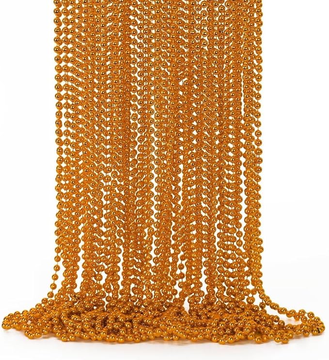 50PCS Bead Necklace, Orange Bead Necklaces Party Favors Bulk, 33" Mardi Gras Necklaces, Festival Parade Throw Accessories for Mardi Gras Halloween Wedding Party Celebrations Decorations