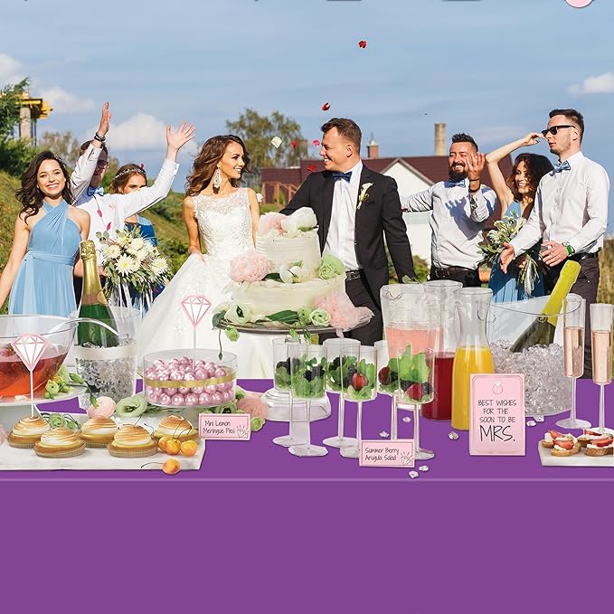 WNINK 4 Pack Purple Tablecloths Disposable Table Covers 54" x 108" Table Cloths for BBQ Birthday Picnic Bridal Shower Engagement Wedding Plastic Table Cloths for Parties