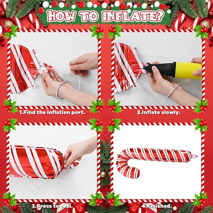 Christmas Balloon Arch 121pcs, Red Green White Gold Xmas Balloons Garland Kit with Foil Candy Cane Santa claus Peppermint Balloon for Merry Christmas Party New Year Holiday Birthday Decorations
