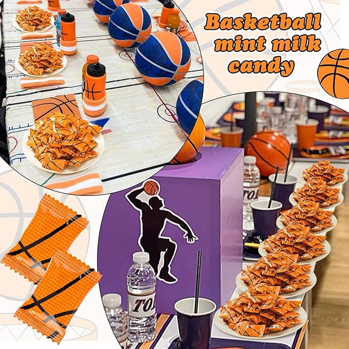 Naucoos Basketball Sports Candy, 26.5 oz. Bag - 150 Sports Candy for Team Gifts Party Supplies - Team Treats for Basketball Goodie Bags Stuffer, Individually Wrapped