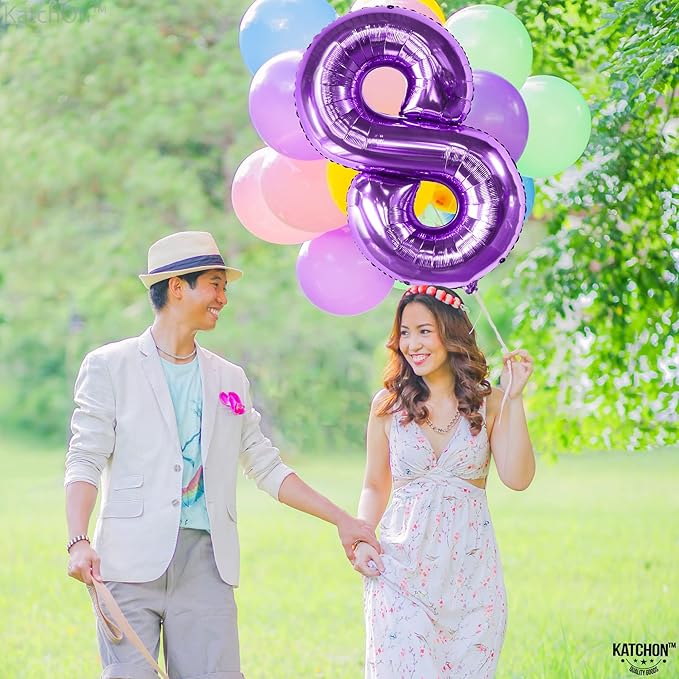 KatchOn, Giant Purple 8 Balloon Number - 40 Inch | Number 8 Balloon For Girls | Mermaid Party Decorations | 8th Birthday Decorations for Girls | 8 Birthday Balloon For Anniversary Decorations