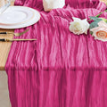 Wokceer Cheesecloth Table Runner Fuchsia 10FT Boho Gauze Cheese Cloth Table Runner for Party Long Rustic Sheer Table Runners for Baby Bridal Shower Wedding Easter Table Decor