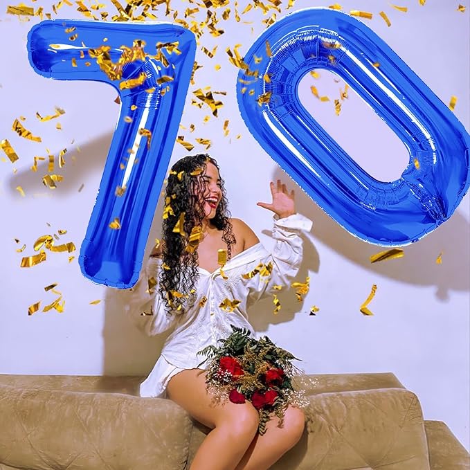 Number Balloons Navy Blue Balloons - Giant Number 10 Balloon, 10 20 30 40 50 Numbers Balloon Birthday Decorations, Blue Party Supplies for Boy Men