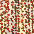 MARTINE MALL Flower Garland Vines, 5 Strands 41Ft With 33 Ft/100 LED String Lights - Rose Decoration for Bedroom, Room, Table, Wedding Decor