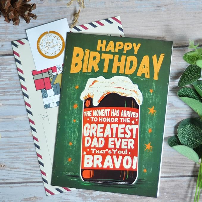 Dad Birthday Card, Birthday Card for Dad with Seal and Envelope, Father Cards from Daughter, Son