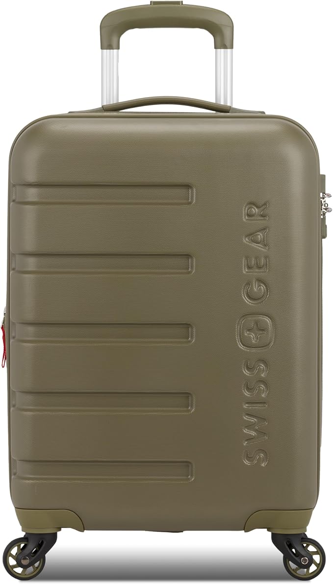 SwissGear 7366 Signature Hardside Expandable Luggage with Spinner Wheels, TSA Lock, Cup-Holder, Olive Branch, Carry-On 19-Inch