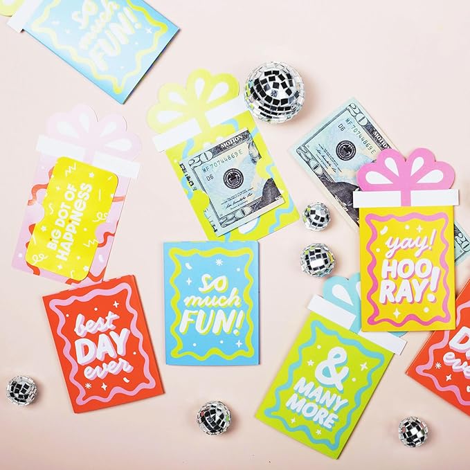 Big Dot of Happiness Party Time - Happy Birthday Party Money and Gift Card Sleeves - Nifty Gifty Card Holders - Set of 8
