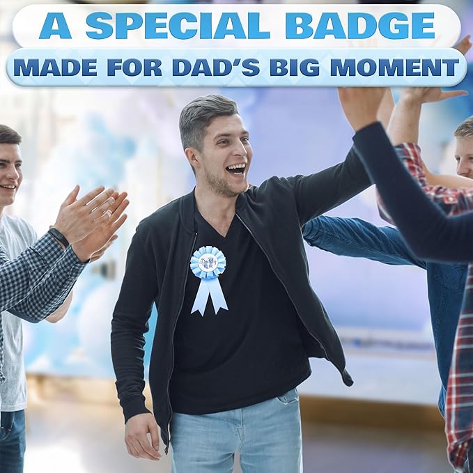 Baby Shower Sash for Mommy - Blue Glossy Satin with Gold Glitz Letters Mom to Be Baby Shower Decorations Boy for Cute Appearance - Mommy to Be Sash with Dad to Be Pin, Gender Reveal Party Gifts
