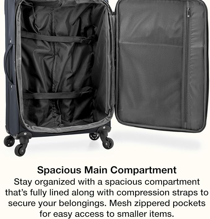 U.S. Traveler Anzio Softside Expandable Luggage with Spinner Wheels, Dark Grey, 3-Piece Set (22/26/30)