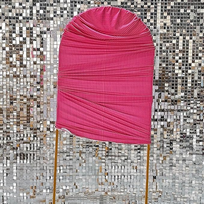HUAYI Fuchsia Rosy Ripples Pattern Arch Backdrop Cover for Birthday Party Wedding Baby Shower Decorations Chiara Backdrops Arched Wall Frame Stands Covers Props GP-458 3ft * 6.5ft
