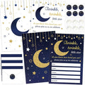 Qyeahkj 36pcs Stars Invitations Twinkle Little Star Baby Shower Invitation Cards with Envelopes Moon and Star Baby Shower Decorations Blue Gold Foil Baby Shower Party Invites for Baby Gender Supplies