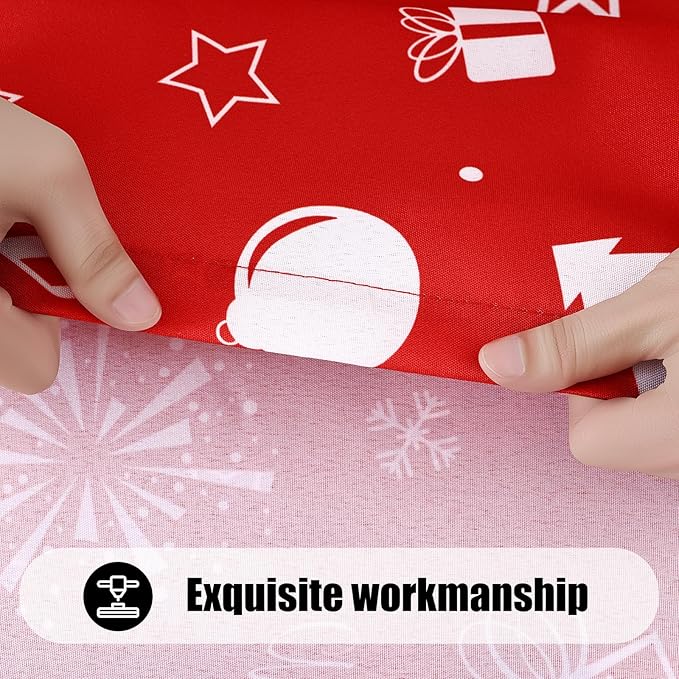 Smiry 2 Pack Rectangle Christmas Table Cloth, Waterproof Elastic Fitted Tablecloths, Washable Polyester Rectangular Patio Table Cover for Christmas Dinner (Snowflower, 30"x72")