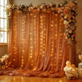 10x10FT Terracotta Wrinkle Free Backdrop Curtains with Lights String for Parties - Photo Curtain Backdrop with Lights for Wedding Decorations, Bridal Baby Shower Birthday Party Photography Background