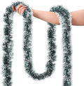 39.5 Ft Christmas Tinsel Garland, Reusable Holiday Metallic Christmas Tree Garland Decoration for Xmas, Wedding, Birthday, Home Party Decor (Green and White)