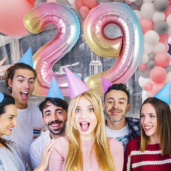 Rainbow Gradient Number 9 Balloon, 40 Inch Big Large Foil Number Balloons, Jumbo Mylar Number 9 Balloons for 9 Year Old Birthday Party Decorations Supplies Anniversary Celebration