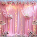 20x10FT Pink Backdrop Curtains with Lights for Parties,Wrinkle Free Wedding Photo Backdrop Curtains for Baby Shower Birthday Ceremony Reception Home Party Decorations-5ft x 10ft,4 Panels