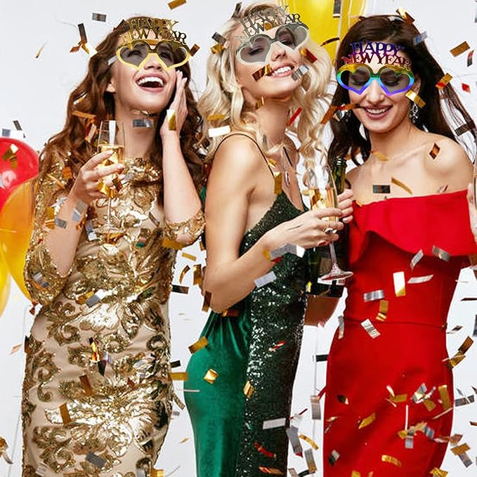 4 Pack Happy New Year Eyeglasses Fancy New Year Party Glasses Funny Sunglasses Eyewear
