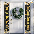 Black Gold Happy Birthday Banner Decorations, Happy Birthday Door Banner Porch Sign Wall Hanging For Outdoor Indoor For Men Women Boys And Girls Birthday Party Decor Supplies