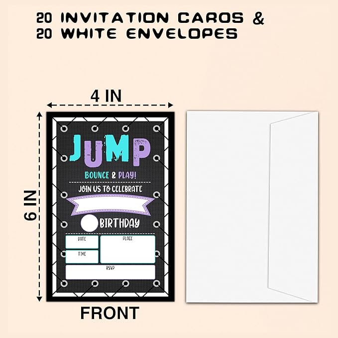 CLIRBE Greeting Card - Birthday Party Invitations for Boys, 20 Invitations with 20 Envelopes - E02