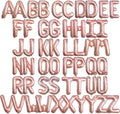 [52 PCS] 16" Foil Rose Gold Letter Balloons 2 Sets of A-Z, Mylar Aluminum Hanging Alphabet for Romance Valentine's day Graduation New Year eve Birthday Party Decorations