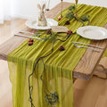 Keketoarrange Moss Green Cheesecloth Easter Spring Table Runner Gauze 120 Inch 10 FT Rustic Boho Cheese Cloth Runner for Wedding Baby Shower Bridal Shower Long Sheer St Patricks Day Home Decorations