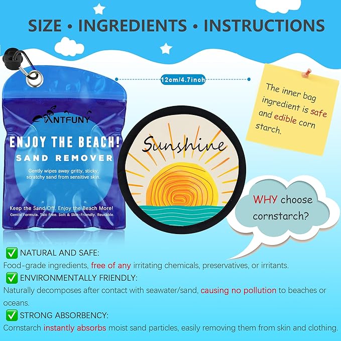 Sand Remover Eraser Women Beach Sandproof Essentials Summer Vacation Travel Hawaii Honeymoon Gift Costa Rica Must Haves Resort Rio de Janeiro Bahamas Punta Cana Essential Waikiki Spring Trip Aftersun