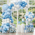 Blue Balloon Arch Kit Garland, Baby Blue Balloons White Silver Confetti Balloons for Boy Baby Shower Decorations Birthday Gender Reveal Bridal Shower Wedding Graduation Ocean Party Decorations