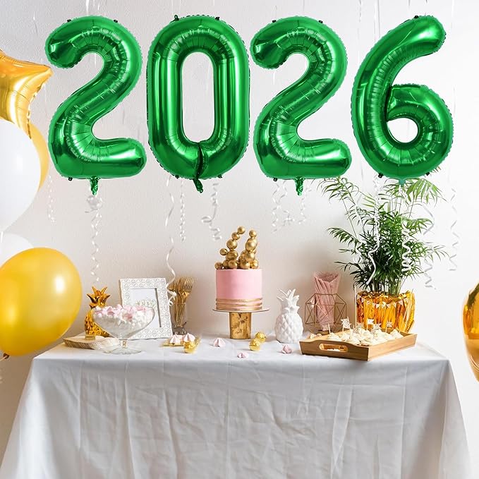 TONIFUL 2026 Graduation Balloons 42Inch Dark Green 2026 Number Balloons Aluminum Foil Mylar Balloons for New Year Eve Graduation Decorations Class of 2026 Anniversary 2026 Grad Party Supplies