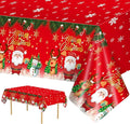 3 Pcs Merry Christmas Tablecloth - Winter Christmas Table Cloth, Disposable Plastic Rectangle Red Xmas Holiday Table Cover for Christma Decorations Party Supplies Tables Decor Favors, 108x54Inch