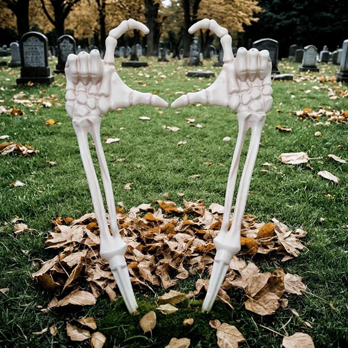 Seasons Halloween Skeleton Stakes Decorations, Love Pose 2 Piece Hands Arms with Lawn Stakes for Outdoor Yard Garden Graveyard Haunted House Decor