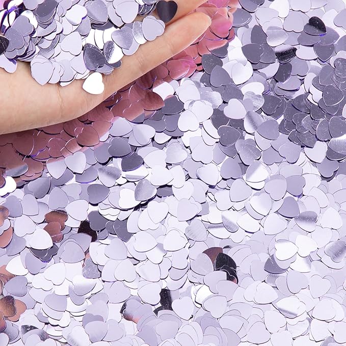 1500pcs/50g Valentines Day Hearts Confetti Decorations, Purple Metallic Foil Heart Table Confetti Glitter Heart Sequins for Valentine's Day Wedding Birthday Party Home Decoration