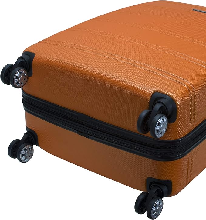 Rockland Melbourne Hardside 2 Piece Expandable Spinner Wheel Luggage Set, (20"/28"), Orange