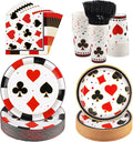 Kochorie 144 Pieces Casino Party Supplies Set, Las Vegas Tableware Sets Including Disposable Plates Napkins Cups Forks Serves 24 for Birthday Poker Events Casino Theme Party Decorations
